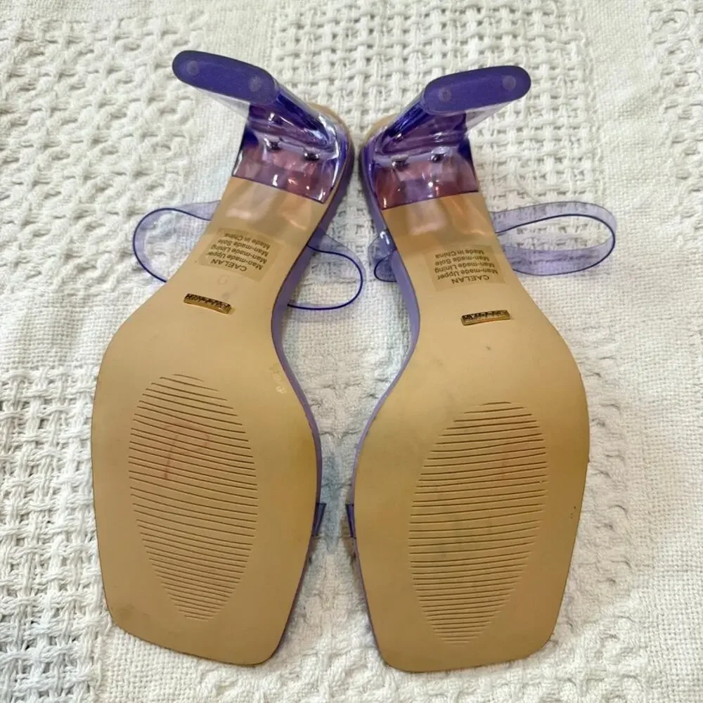Billini 9 Caelan rubber clear double strap heels sandal 2552